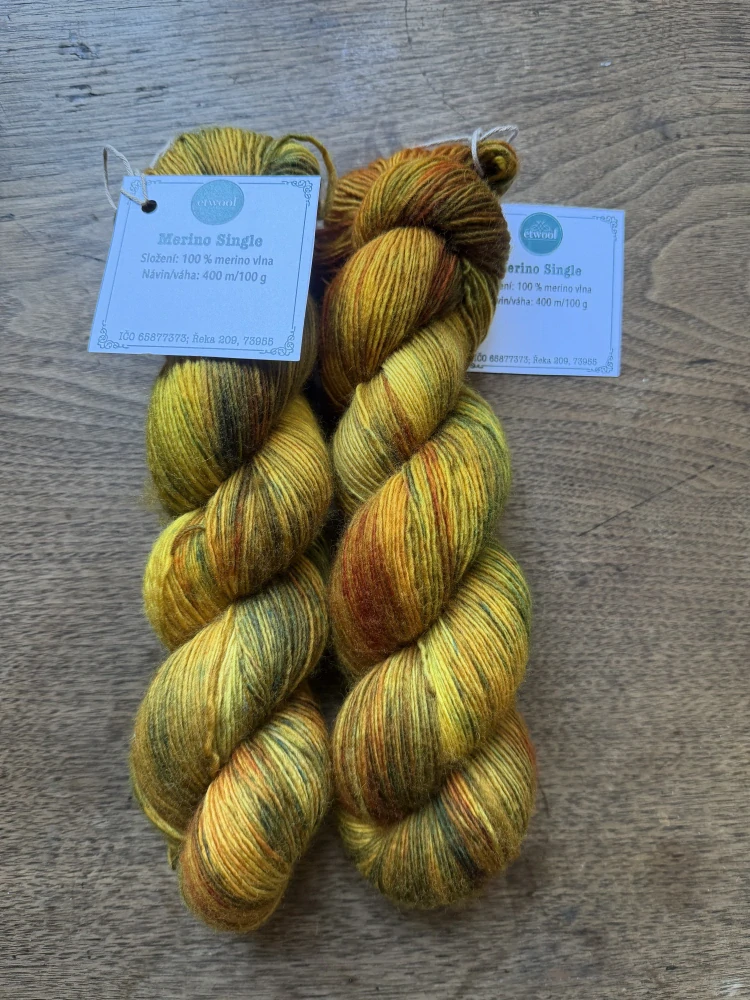 Ručně barvená příze - Merino single