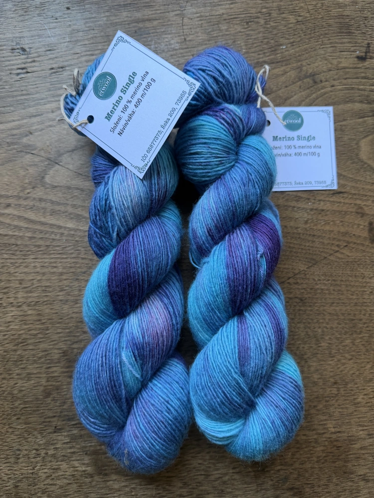 Ručně barevná příze - Merino single