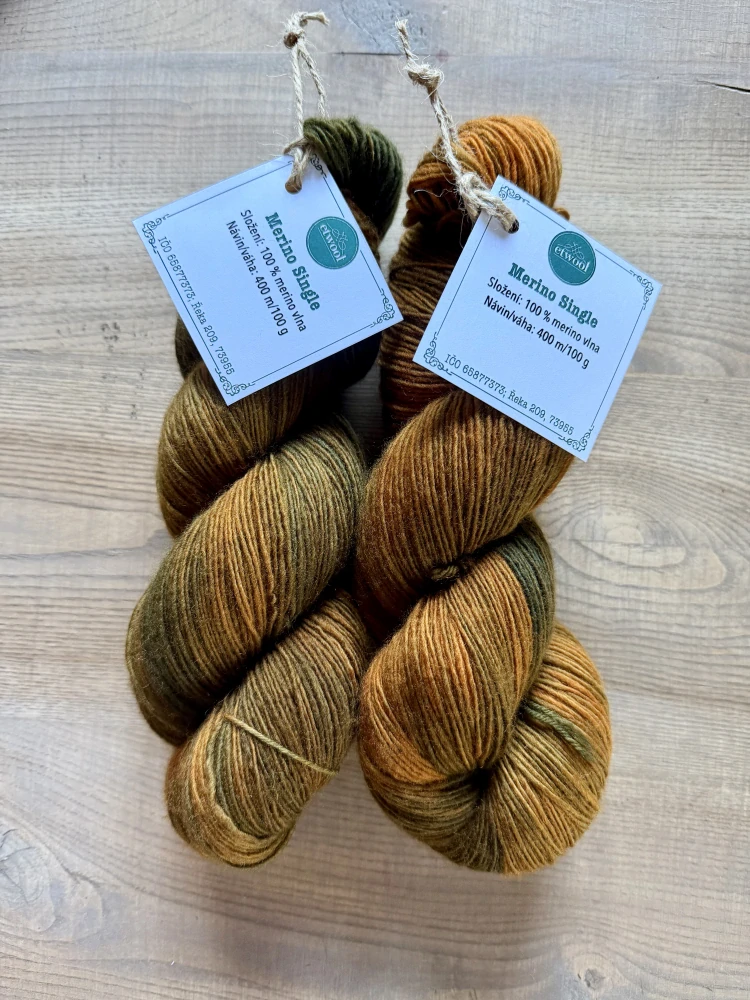 Ručně barevná příze - Merino single