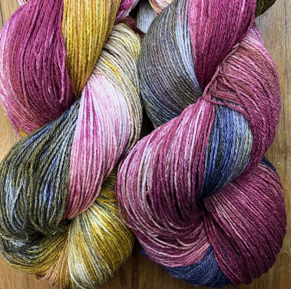 Ručně barvená příze Bourette Silk